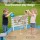 Keezi Kids Sandpit - 215cm Round Wooden Playset with Cover, Funnel, Bench Seat & Beach Toys for Outdoor Fun