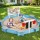Keezi Kids Sandpit - 215cm Round Wooden Playset with Cover, Funnel, Bench Seat & Beach Toys for Outdoor Fun