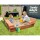Keezi Kids Wooden Sandpit Sandbox - 90cm, Foldable Seats, Safe Firwood, Outdoor Play, Durable & Easy Assembly