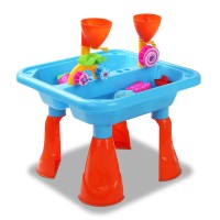 Keezi Kids Sand and Water Table Play Set – Non-Toxic, Eco-Friendly, EN71 Certified, with Funnels & Moulds, 48x48x36cm