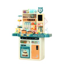 Keezi Kids Kitchen Pretend Play Set - 73pcs, Multicoloured, 69.5x27.5x92.5cm, Lights & Sounds, EN71