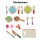 Keezi Wooden Kids Kitchen Play Set - 29-Piece Pretend Cooking Toys with Magnetic Food, Utensils, Lead-Free Safe Paint