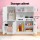 Keezi Kids Wooden Kitchen Play Set - 80CM, Solid Wood, Non-Toxic, Includes Cooking Accessories, Oven, Blackboard, White