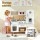 Keezi Kids Wooden Kitchen Play Set - Realistic Pretend Toys with Clock, Phone, Ice Maker, Storage - 72.5x29.5x81.5cm