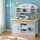 Keezi Kids Wooden Kitchen Play Set - 80CM Blue | Sturdy MDF & Solid Wood, Non-Toxic, Interactive, Includes Accessories