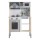 Keezi Kids Wooden Kitchen Play Set - 60x30x88cm, Black & White, Realistic Appliances, Safe & Durable, Ages 3+