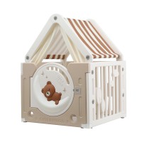 Keezi Kids Play Tent Playhouse Castle with Floor Mat, HDPE Panels, Breathable Curtains, 85x85x113cm, Indoor Outdoor