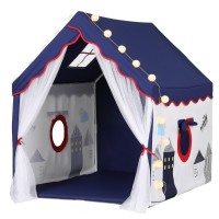 Keezi Kids Play Tent Castle with Floor Mat & String Ball Lights, 134x103cm - Durable Polyester, Indoor/Outdoor Fun