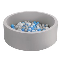 Keezi Kids Ball Pit 90x30cm - Grey Ocean Foam Play Pool with 200 Soft Balls, EN71 Safety Approved, Easy Assembly