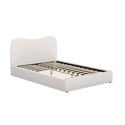 Artiss Bed Frame Double Size Boucle Upholstered Beige 203x145x92cm with Padded Headboard and Sturdy Support