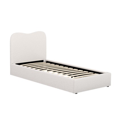 Artiss Bed Frame Single Size Boucle Fabric Beige 203x98x92cm - Stylish Wooden Slat Support with Padded Headboard