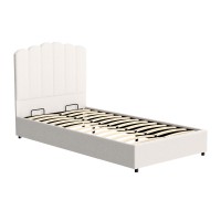 Artiss King Single Bed Frame, Boucle Upholstery, Beige, 215x113x120cm, Gas Lift Storage, Padded Headboard
