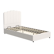 Artiss King Single Bed Frame, Boucle Upholstery, Beige, 215x113x120cm, Gas Lift Storage, Padded Headboard