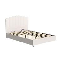 Artiss Queen Bed Frame, Boucle Upholstered, Beige, 215x159x120cm, Gas Lift Storage, Stylish Pine Wood Design