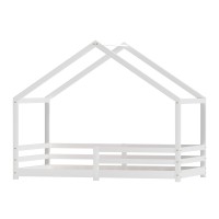 Artiss White Wooden Kids House Bed Frame - Solid Pine, Non-Toxic Paint, Fits Australian Single Mattress, 150kg Capacity