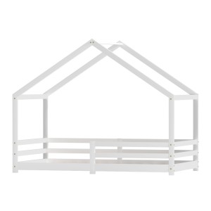 Artiss White Wooden Kids House Bed Frame - Solid Pine, Non-Toxic Paint, Fits Australian Single Mattress, 150kg Capacity
