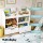 Keezi 3-Tier Kids Bookshelf & Toy Organiser, White, Durable MDF, 108cm x 29cm x 88cm, Safe Corners, Lockable Wheels