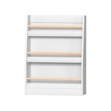 Keezi Kids 3-Tier Bookshelf with Protective Rods - White Particleboard & MDF, 59x18x80cm, Safe & Easy to Assemble