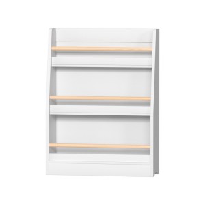 Keezi Kids 3-Tier Bookshelf with Protective Rods - White Particleboard & MDF, 59x18x80cm, Safe & Easy to Assemble