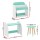 Keezi Kids Bookshelf with Table and Chair Set, MDF and Pine, 2-in-1 Bookcase Toy Storage, Child-Safe, White Green