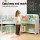 Keezi Kids Bookshelf with Table and Chair Set, MDF and Pine, 2-in-1 Bookcase Toy Storage, Child-Safe, White Green