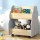 Keezi Kids Toy Box Bookshelf Organiser: MDF Solid Wood, 52x46x59cm, Lockable Wheels, Double-Sided Storage, Grey Pine