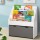 Keezi 3-Tier Kids Bookshelf with Storage Box, Eco-Friendly Particle Board, 60x30x70cm - EN71 Certified, White/Grey