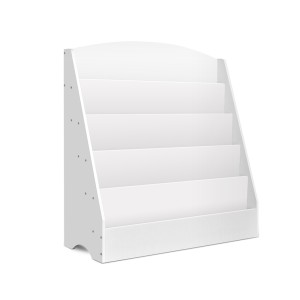 Keezi 5-Tier Kids Bookshelf in White - Stylish, Durable 12mm Particle Board, Safe Rounded Corners, Easy Assembly & Clean
