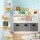 Keezi Kids Bookshelf - 4-Tier Storage with Toy Box & Magazine Rack, White/Grey, Safe Design, Easy Clean, 92x30x89cm