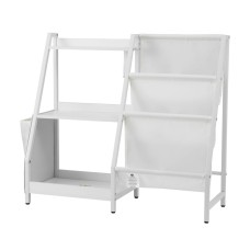 Keezi 3-Tier Kids Bookshelf Bookcase - White, Metal Frame, Water-Resistant, 75x30x83cm, Toy Storage Organiser, Ages 3