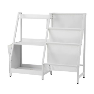 Keezi 3-Tier Kids Bookshelf Bookcase - White, Metal Frame, Water-Resistant, 75x30x83cm, Toy Storage Organiser, Ages 3