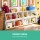 Keezi Kids Toy Box Bookshelf Storage Organiser - Eco-Friendly E1 MDF, Stackable Design, Easy Assembly, White Finish