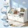Keezi Kids Bookshelf & Storage Unit: 140cm White Organiser with Reading Bench, 3 Movable Drawers, and Safety Features