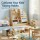 Keezi Kids Bookshelf: 3-in-1 Wood Storage Rack, White Finish, 6 Sling Pouches, 3 Shelves, 1 Drawer, 91x39