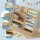 Keezi Kids Bookshelf: 3-in-1 Wood Storage Rack, White Finish, 6 Sling Pouches, 3 Shelves, 1 Drawer, 91x39