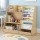Keezi Kids Bookshelf: 3-in-1 Wood Storage Rack, White Finish, 6 Sling Pouches, 3 Shelves, 1 Drawer, 91x39
