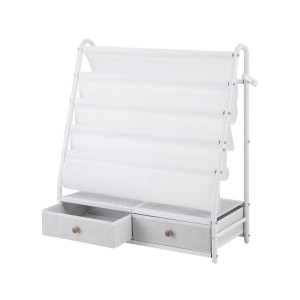 Keezi Metal Kids Bookshelf with Removable Fabric Drawers, 70x28x76cm, White - Modern Storage Rack & Toy Organiser