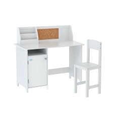 Keezi Kids Table and Chair Set - Durable MDF & Pine Wood, Storage Cabinet, Non-Toxic Paint, Easy Assembly, Ages 3+