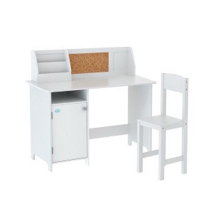 Keezi Kids Table and Chair Set - Durable MDF & Pine Wood, Storage Cabinet, Non-Toxic Paint, Easy Assembly, Ages 3+