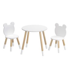 Keezi 3 Piece Kids Table and Chairs Set - Durable MDF & Pinewood, Cute Animal Design, Easy to Clean, Ages 3+