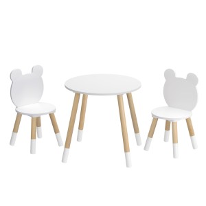 Keezi 3 Piece Kids Table and Chairs Set - Durable MDF & Pinewood, Cute Animal Design, Easy to Clean, Ages 3+