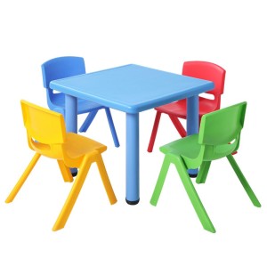Keezi 5PCS Kids Table and Chairs Set - Adjustable, Durable HDPE Plastic, Steel Frame, EN71 Certified, Indoor/Outdoor Use