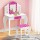Keezi Kids Wooden Dressing Table Set with 3 Mirrors & Drawer, Pink Vanity Table & Chair, Safe MDF, 86cm Height