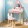 Keezi Kids Wooden Dressing Table Set with Bunny Ears, Pink, Detachable Mirror, Pinewood Legs, 120cm, Stool Included
