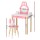 Keezi Kids Wooden Dressing Table Set with Bunny Ears, Pink, Detachable Mirror, Pinewood Legs, 120cm, Stool Included