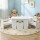 Keezi 3PCS Kids Table & Chairs Set with Storage Box, Eco-Friendly MDF, Kid-Safe Design, White 75x48x43cm, Easy Assembly