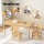 Keezi Kids Table and 2 Chairs Set, 100% Pinewood, Natural Finish, 120x60x53cm, Durable, Non-Toxic, Ages 3+