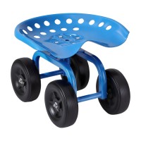 Gardeon Garden Seat 360° Swivel, Adjustable Height, Heavy Duty Steel Frame, 150kg Capacity, All-Terrain Wheels, Blue