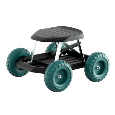Gardeon Garden Cart Rolling Stool with Wheels - Durable Steel Frame, 200kg Capacity, Easy-Clean Plastic Seat, 48x48x33cm