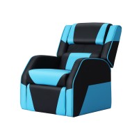 Keezi Kids Recliner Chair - PU Leather Gaming Sofa Lounge with Adjustable Backrest, Footrest, Headrest, Black & Blue